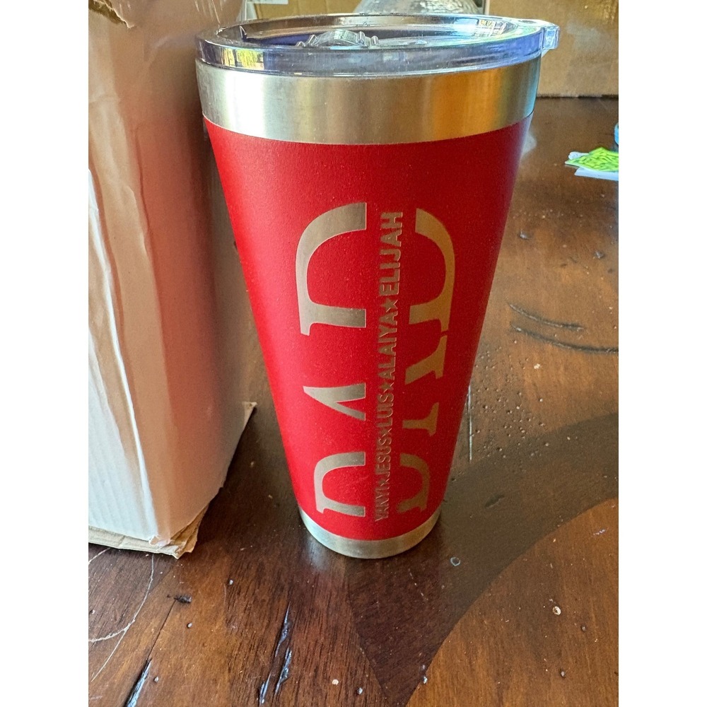 Personalized Dad Tumbler, Custom‎ Names Tumbler, Red Stainless Travel Mug NIB